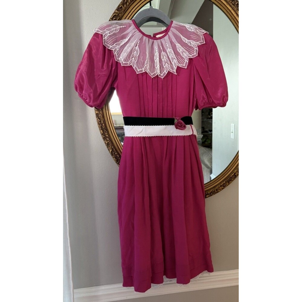 Dorissa International Nicole Fuchsia Pink Vintage Lace Dress Size 12 Girls